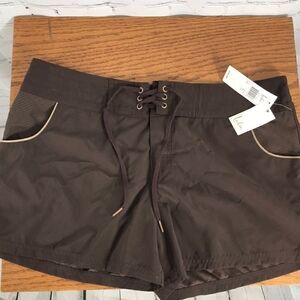 Leilani Lace-up Swim Trunks NWT size 14 Brown
